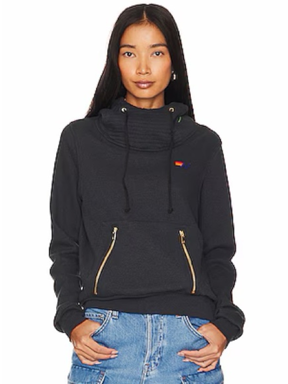 Aviator Nation Ninja Hoodie Charcoal Gray Size M Boho Coastal Sweatshirt Casual - Picture 7 of 7